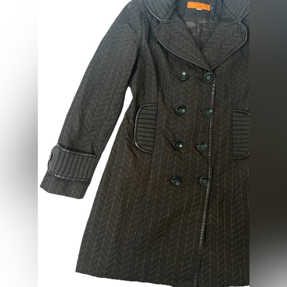 VNTG Cynthia Steffe Quilted Double Breasted Coat Sz Med Preppy 90s Made In USA - Picture 2 of 16